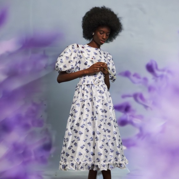 タグ付きSister Jane Pearl Floret Midi Dress Sister Jane Pearl Floret Midi Dress Blue and White Sz S